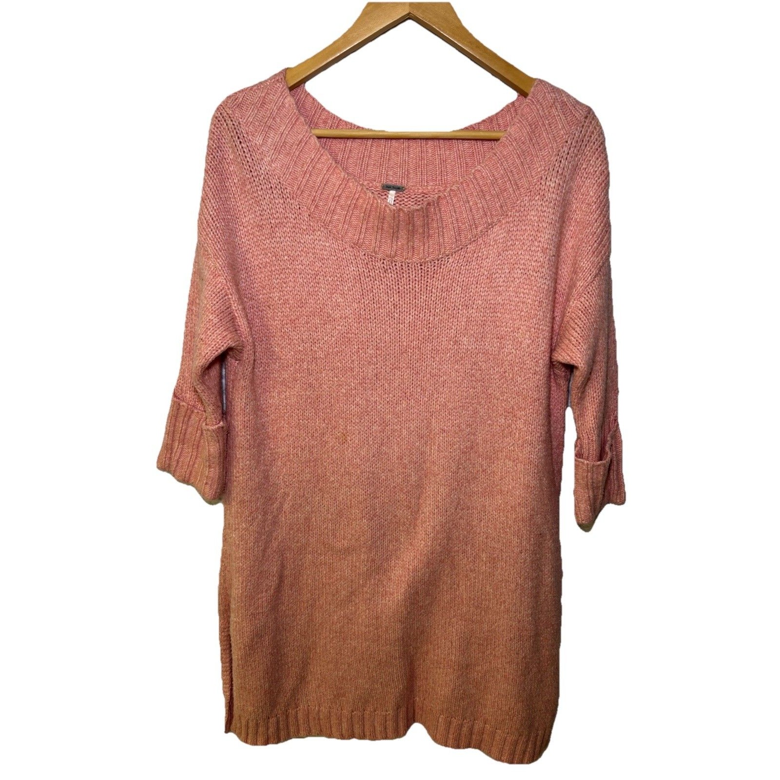 Free People Orange Pink Oversized Dolman Sweater Chunky Knit Top Xs
